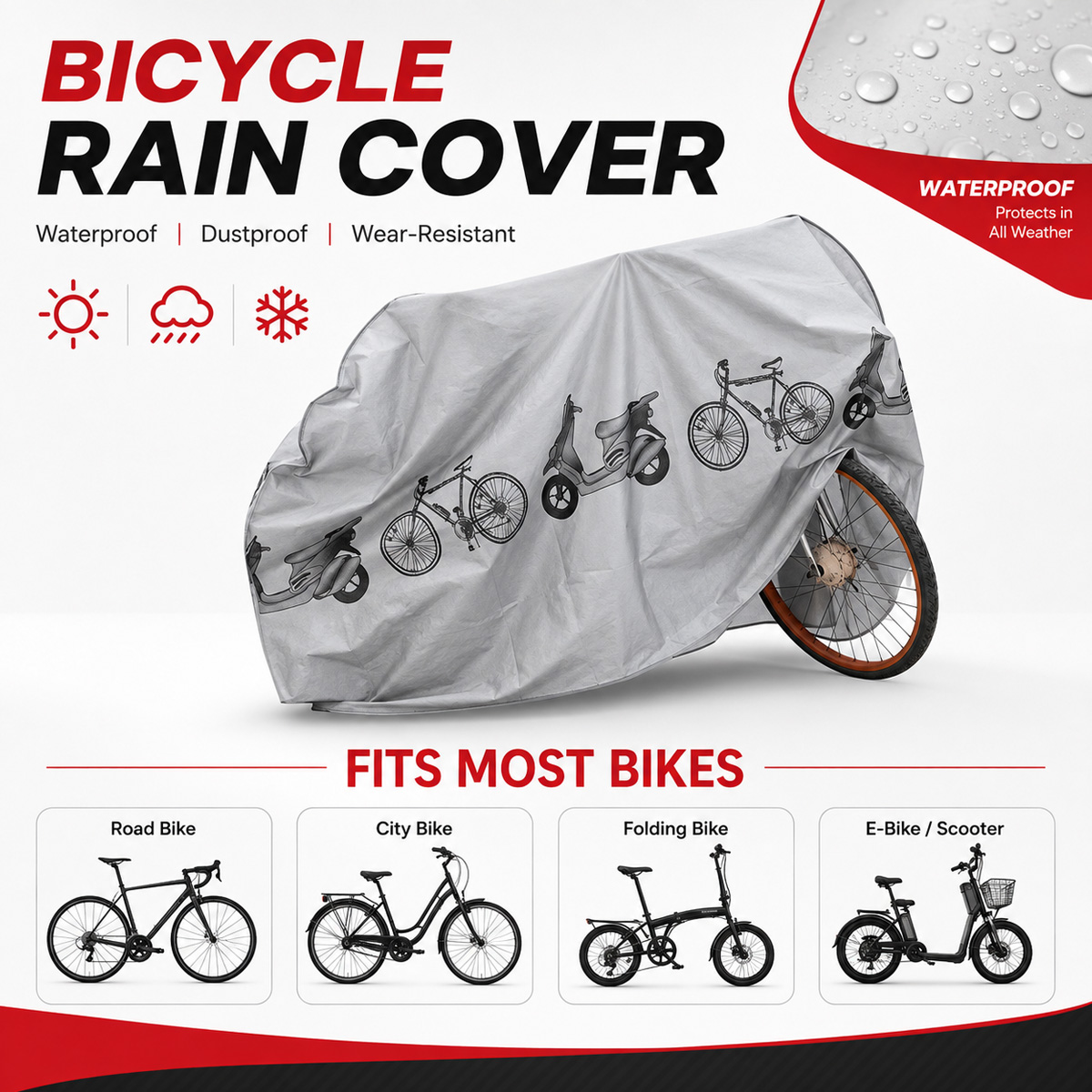غطاء دراجة هوائية عالمي مقاوم  - مراجعة Cycling Gear Waterproof وسعره